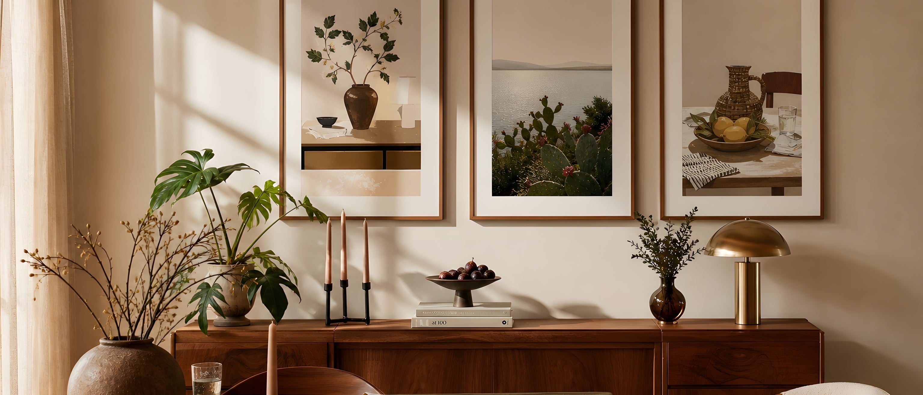 Dining Room Wall Art — editorial interior scene with framed prints