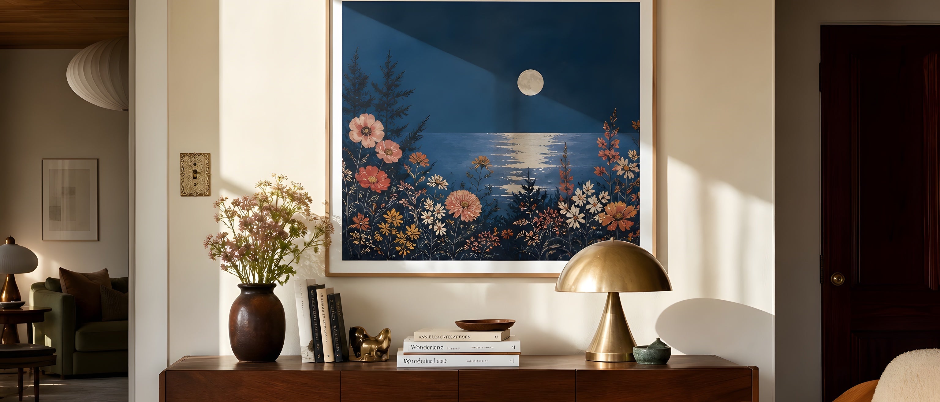 24x36 Prints — editorial interior scene with framed prints