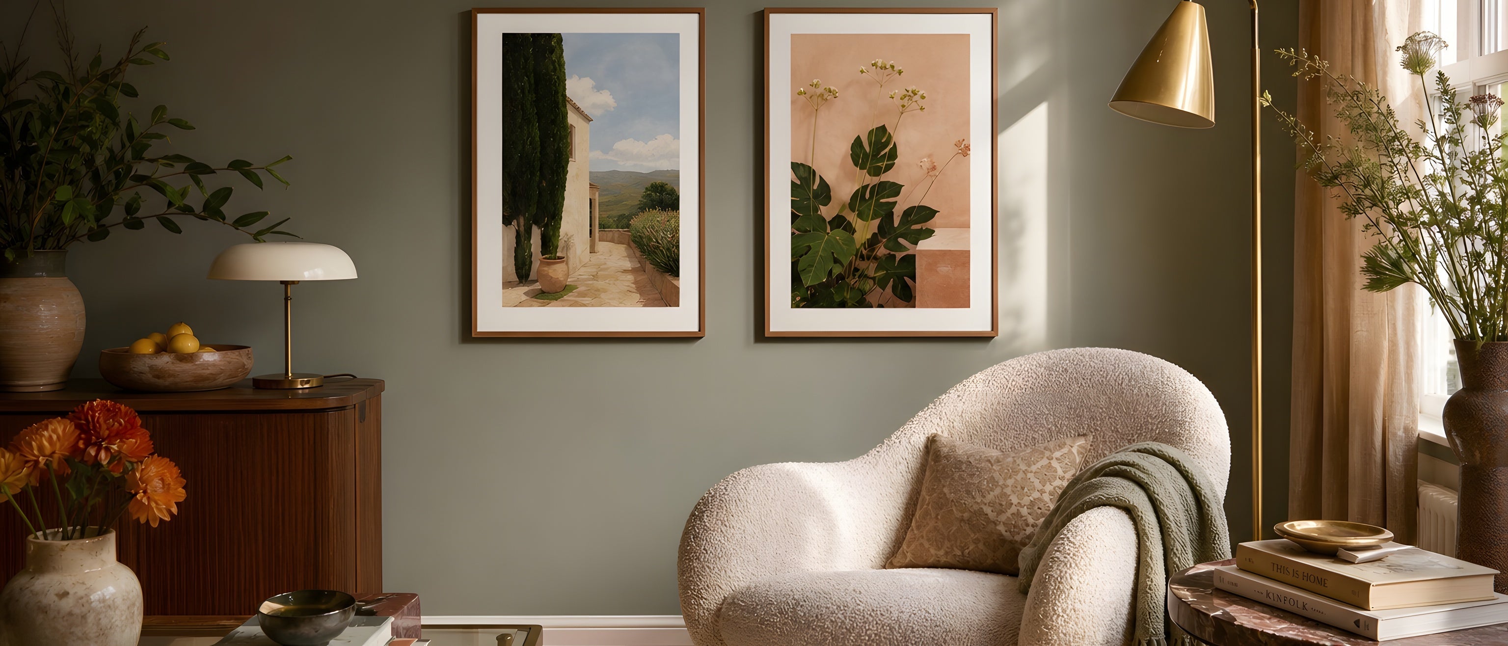 12x16 Prints — editorial interior scene with framed prints
